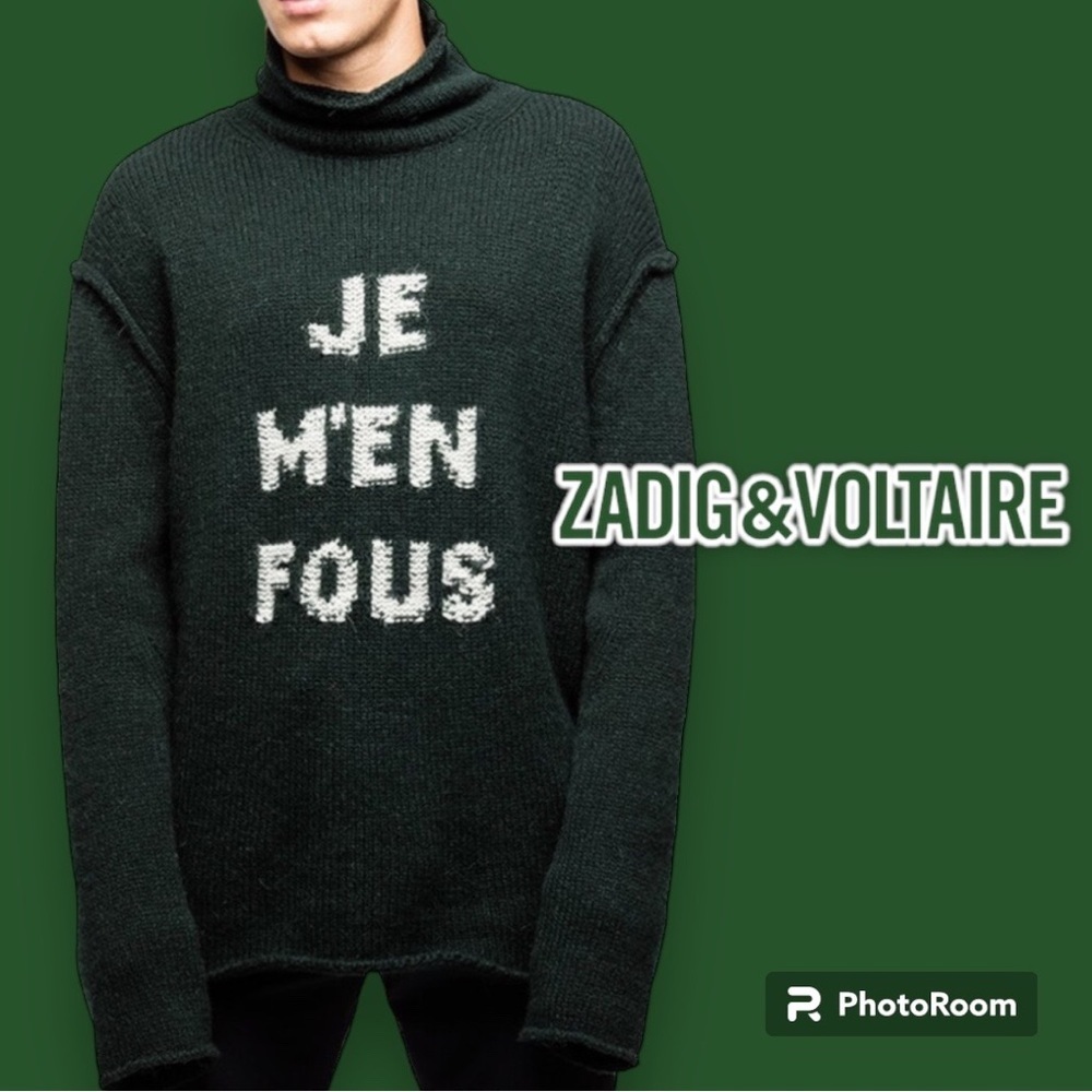 Zadig & Voltaire NWT green merino wool men sweater L